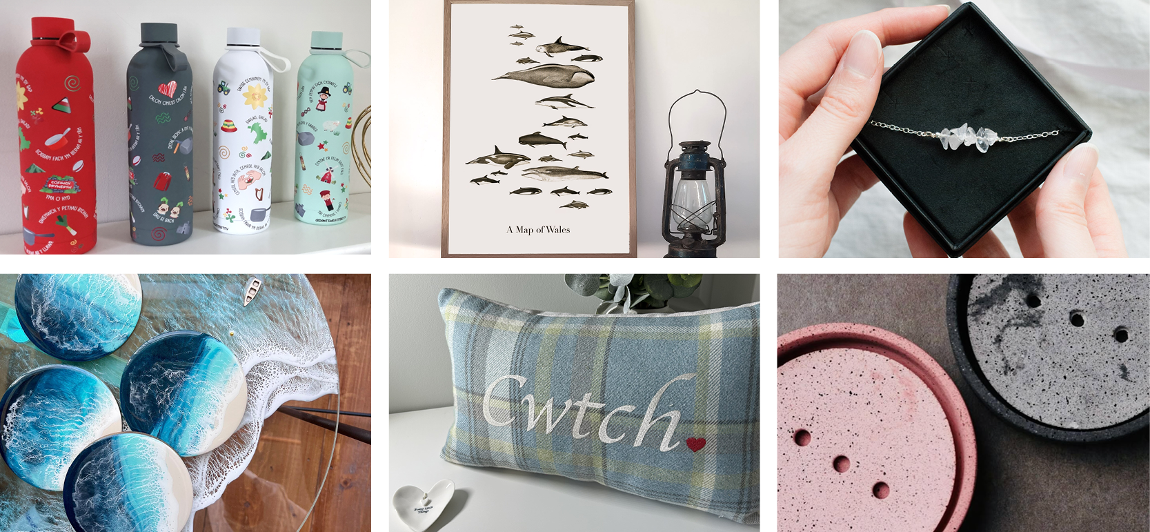 Collection of gifts made by small businesses in Wales. Welsh made gifts. Colourful Welsh gifts.