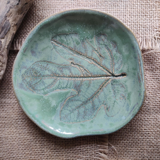 Ceramic Leaf Print Trinket Dish
