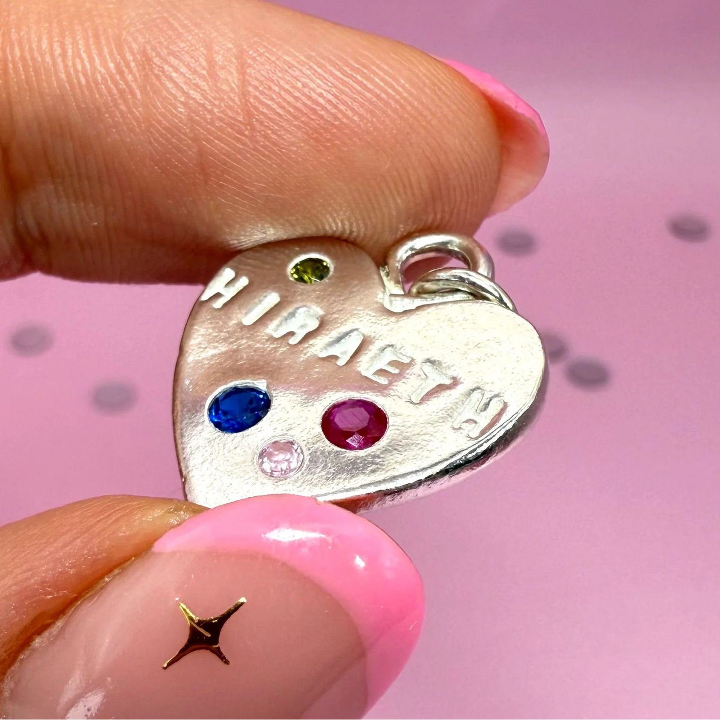 Unique handmade Welsh heart necklace in fine silver with gemstone details, meaningful Welsh gift for her