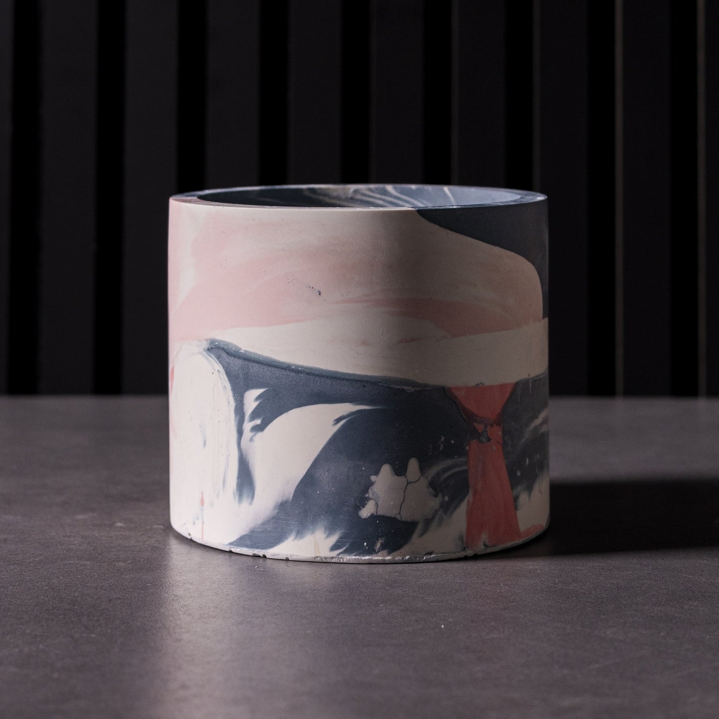 Handmade large plant pot in blue pink marble effect, eco-friendly and crafted in Wales, perfect for houseplants or gifts
