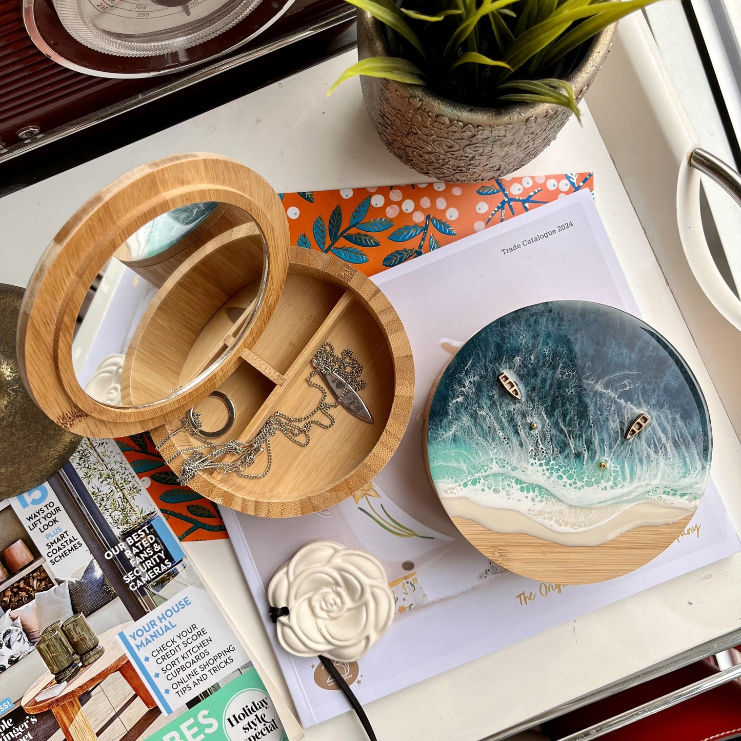 Ocean Inspired Resin Round Jewellery Box