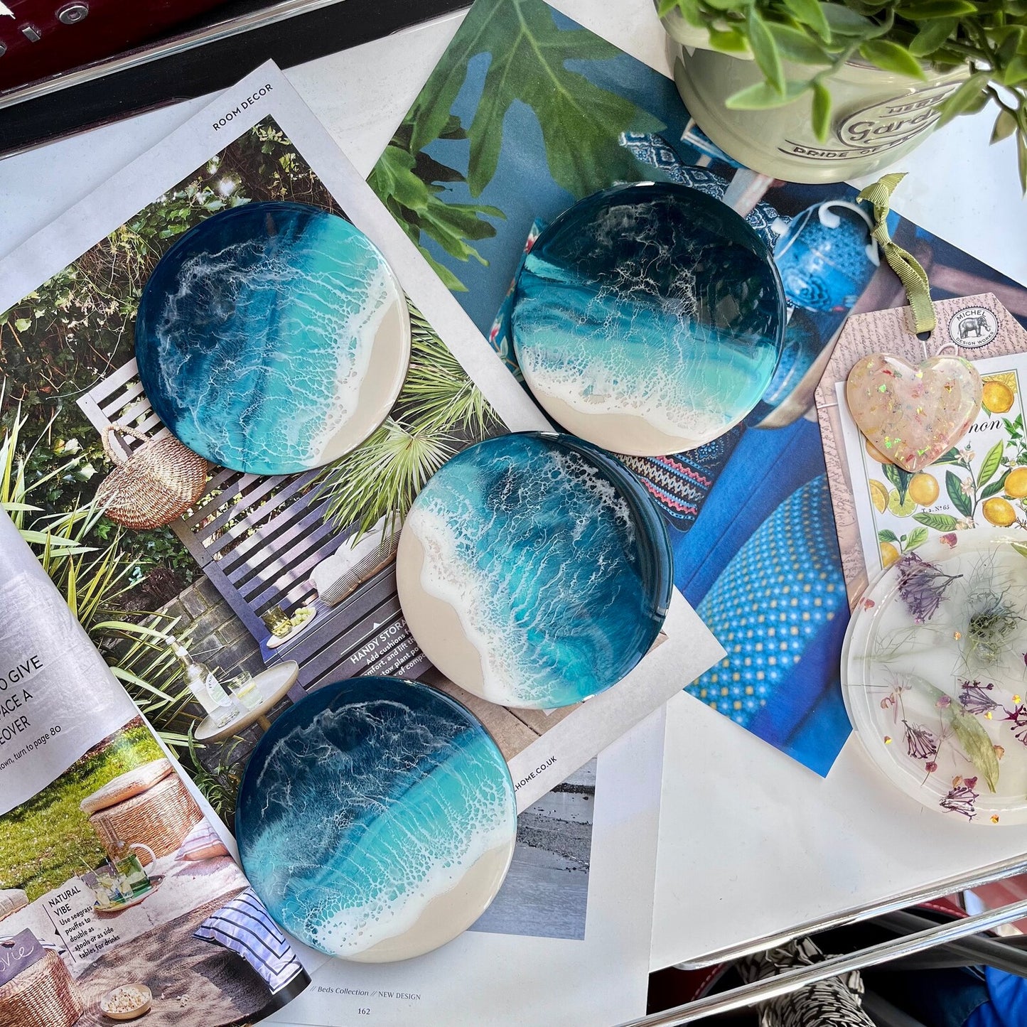 Ocean Inspired Resin Coaster (Set of 4)