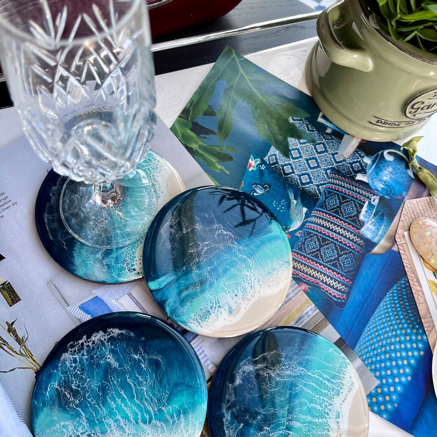 Ocean Inspired Resin Coaster (Set of 4)