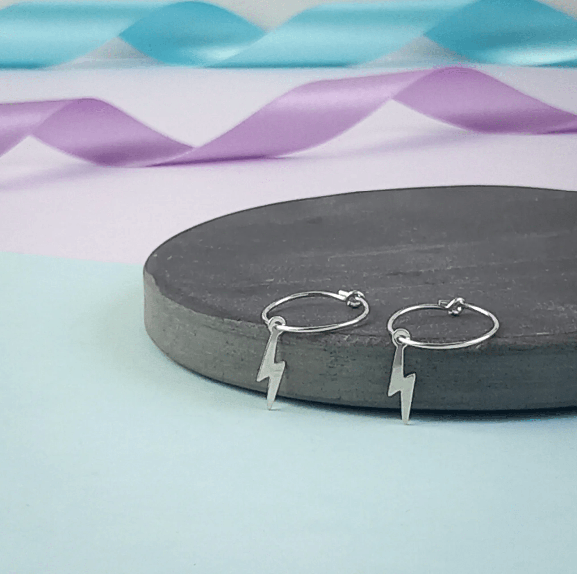 Sterling silver lightning bolt jewellery, unique Welsh maker gift, minimalist earrings