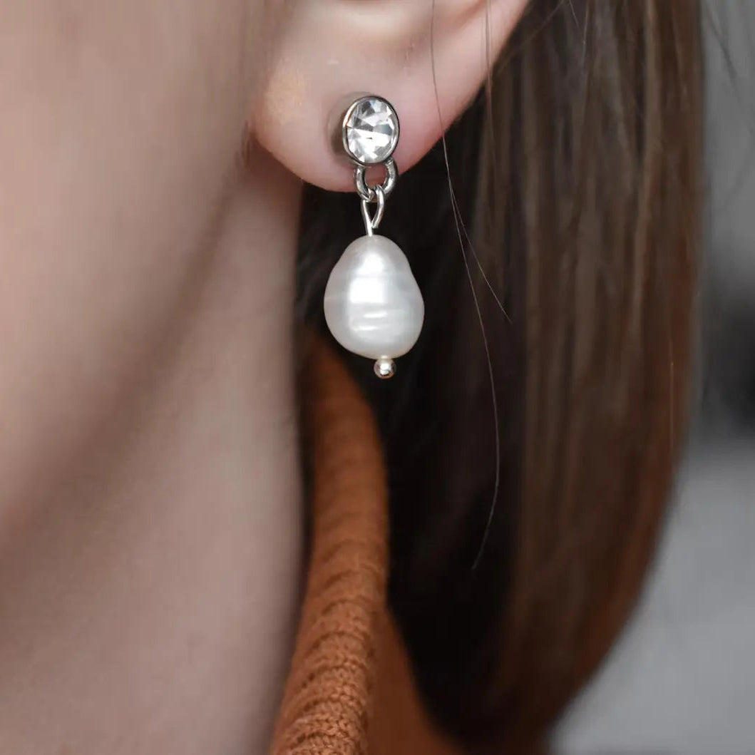 Limited edition pearl earrings for weddings and special occasions, handmade in Wales