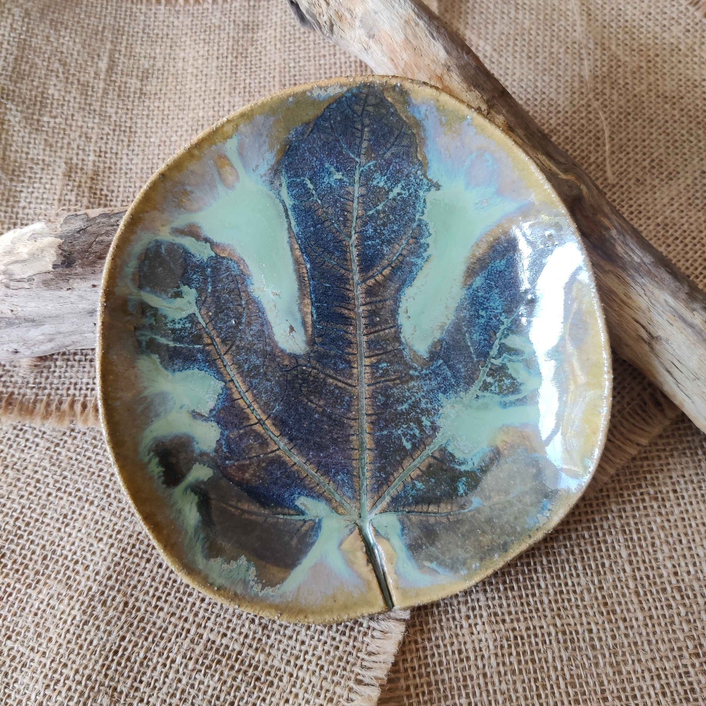 Ceramic Leaf Print Trinket Dish