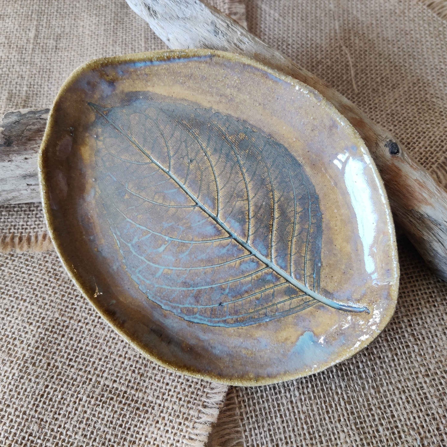 Ceramic Leaf Print Trinket Dish