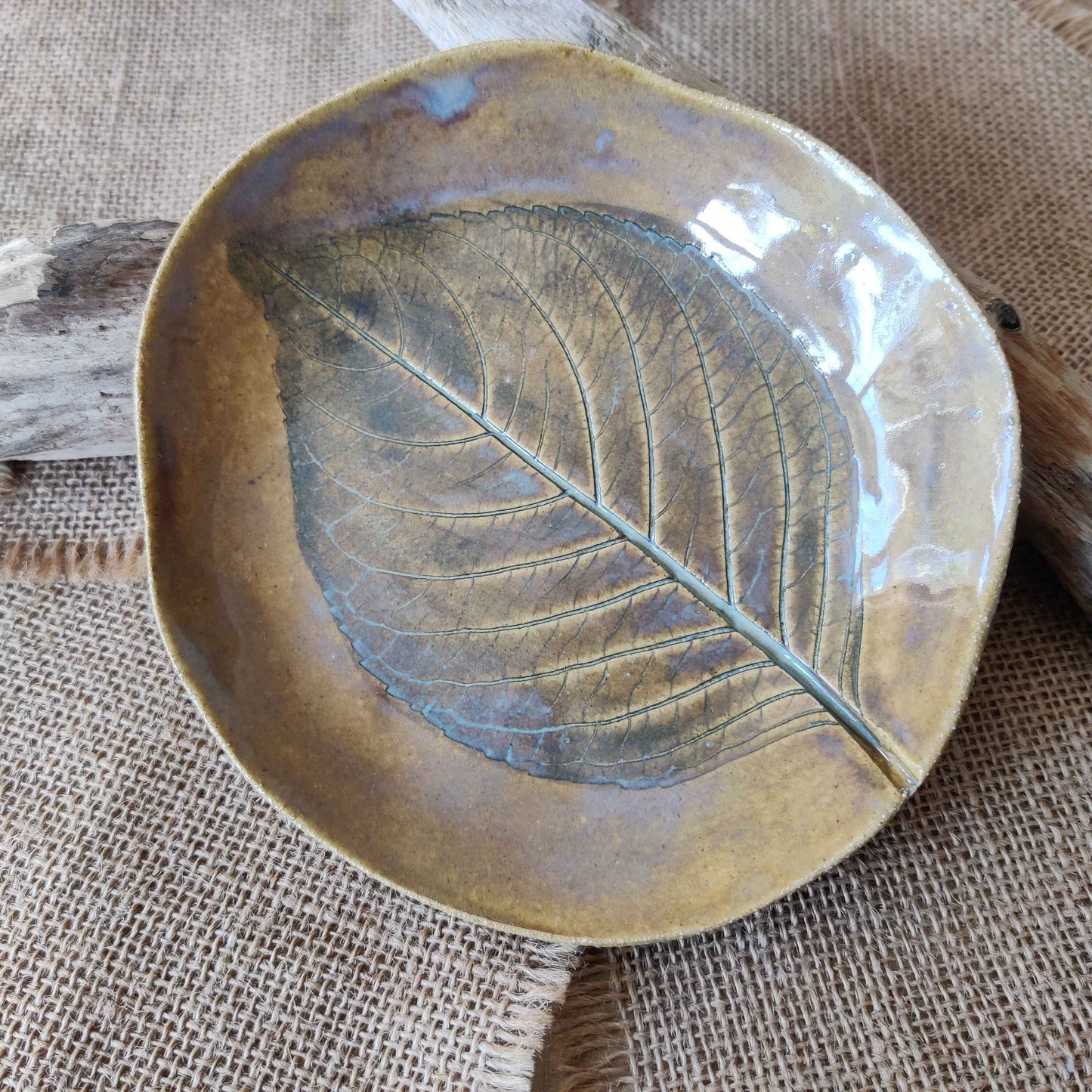 Ceramic Leaf Print Trinket Dish