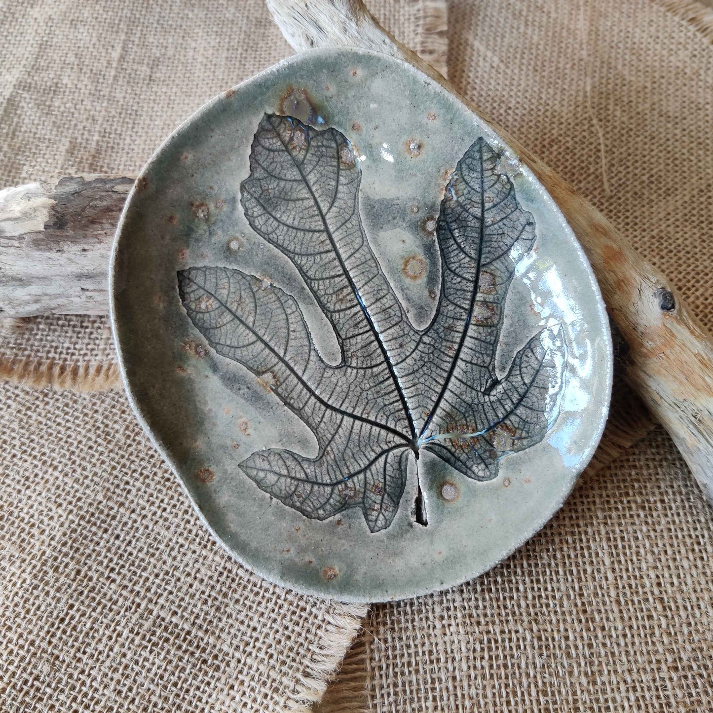 Ceramic Leaf Print Trinket Dish