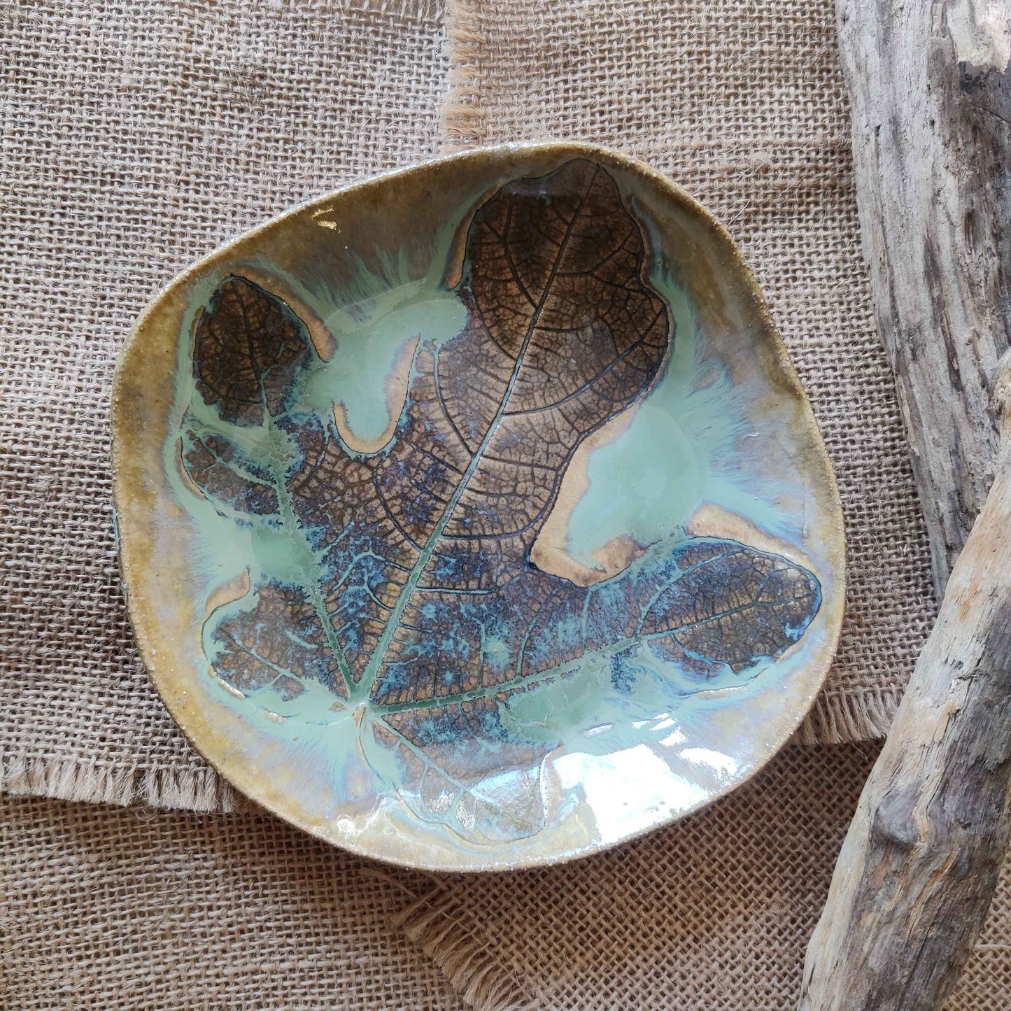 Ceramic Leaf Print Trinket Dish