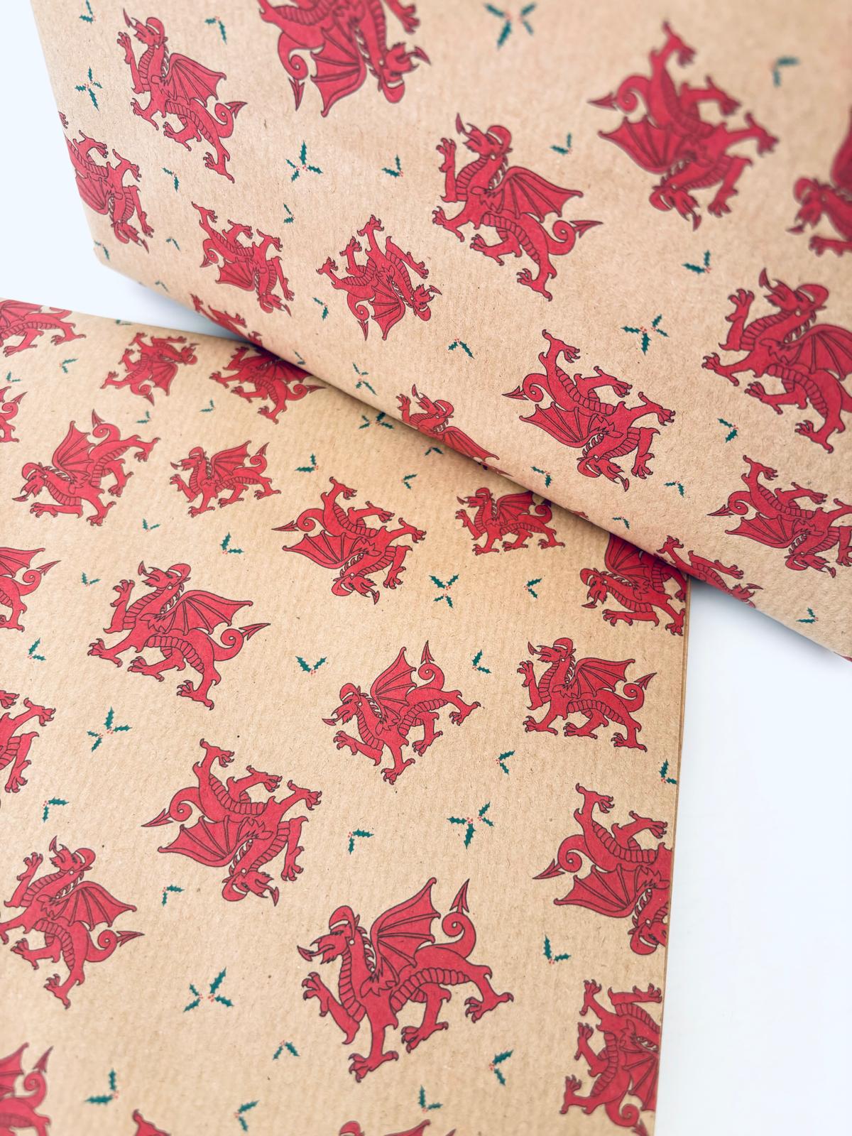 Welsh dragon eco wrapping paper