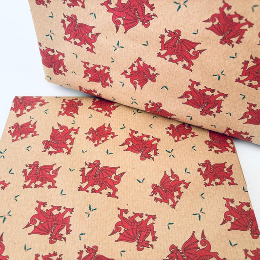 Welsh dragon eco wrapping paper