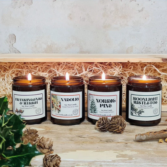 'Four Candles' Large Wooden Box Gift Set- Festive Collection