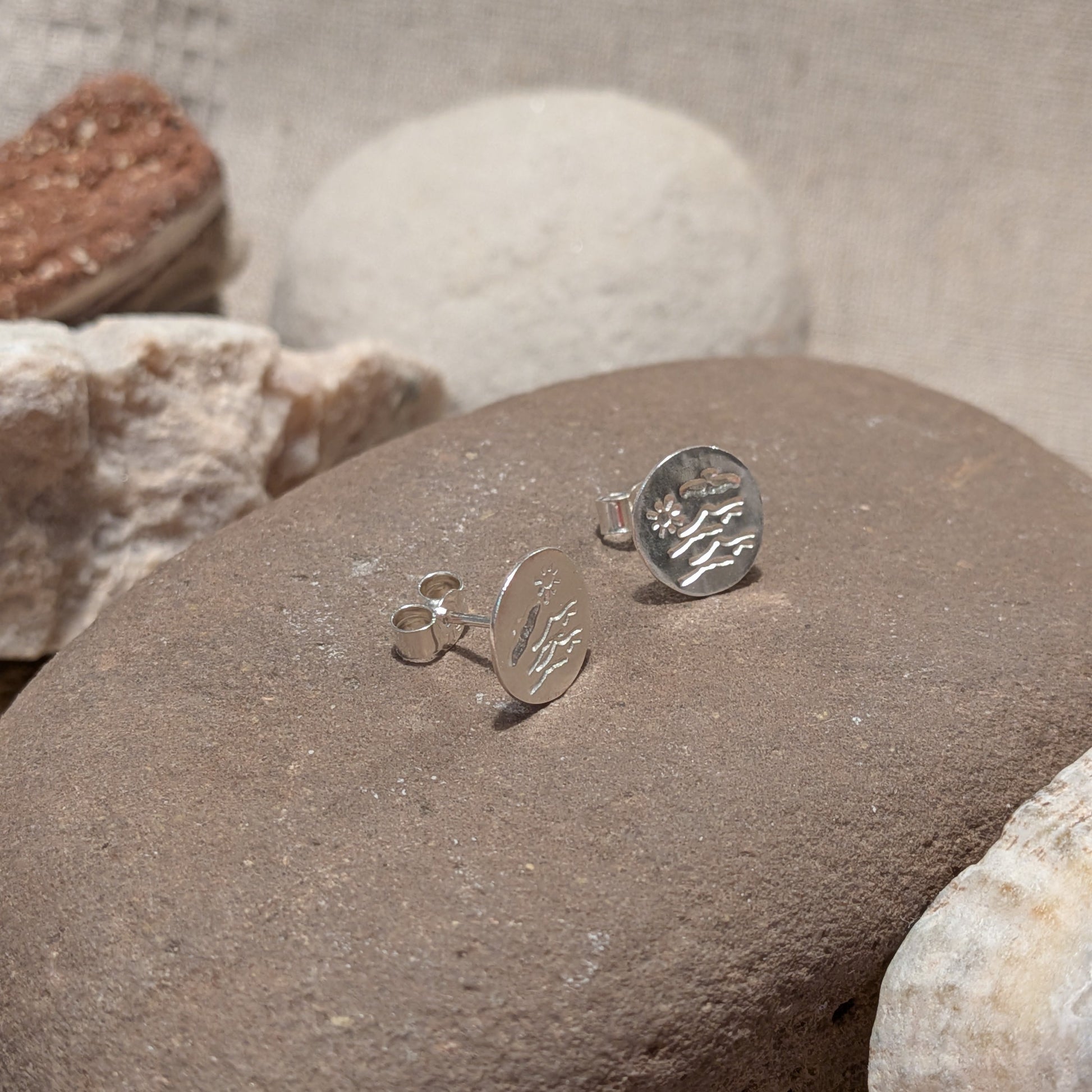 Eco-friendly recycled silver sea bird studs, perfect gift for lovers of Welsh jewellery