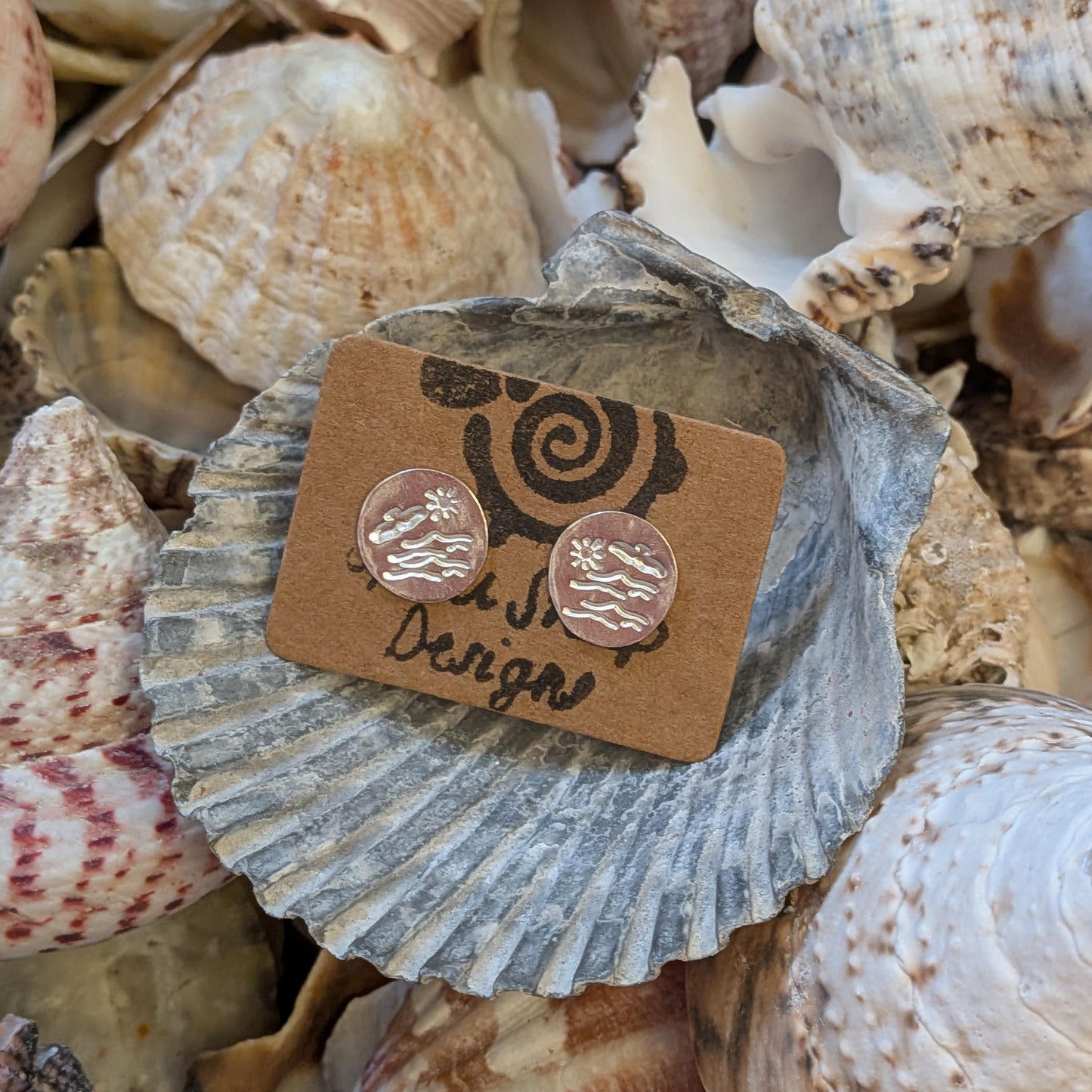 Small recycled sterling silver sea bird stud earrings inspired by nature, 
handmade in Wales