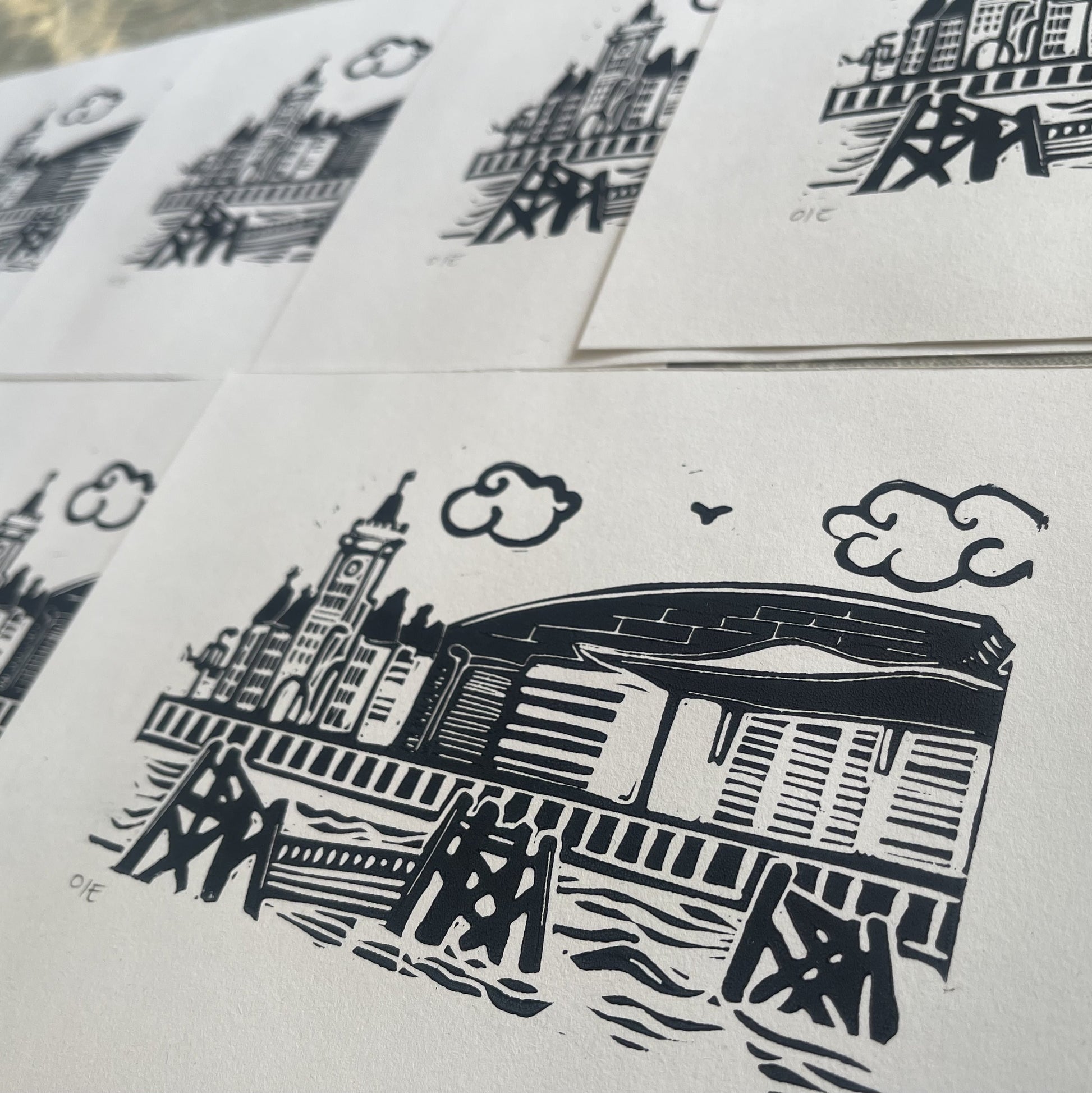 Handprinted Cardiff Bay lino print by local maker 