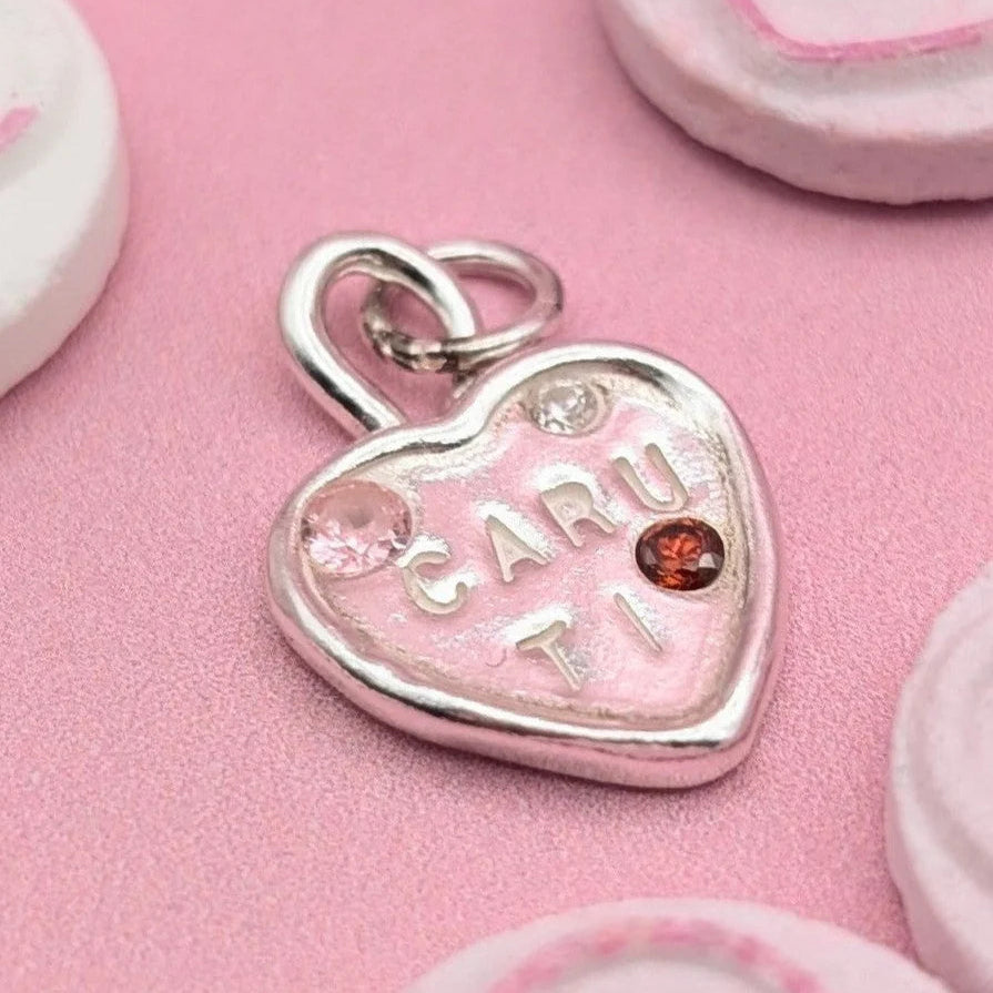 Unique Welsh silver necklace with three cubic zirconia stones, Caru Ti pendant handcrafted by independent makers in Wales.