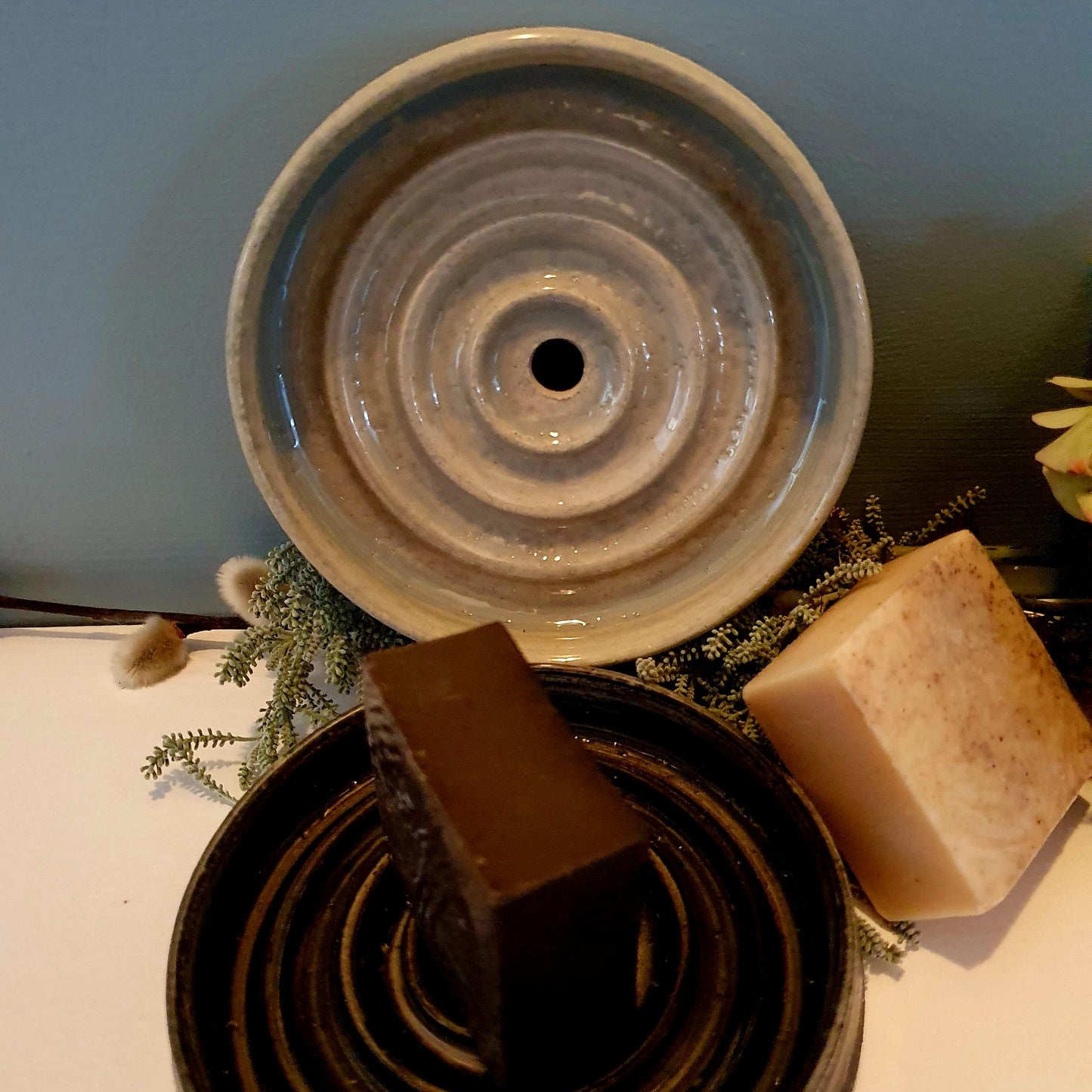 Stoneware soap dish made from used coffee grounds, Created by local, Welsh, small business