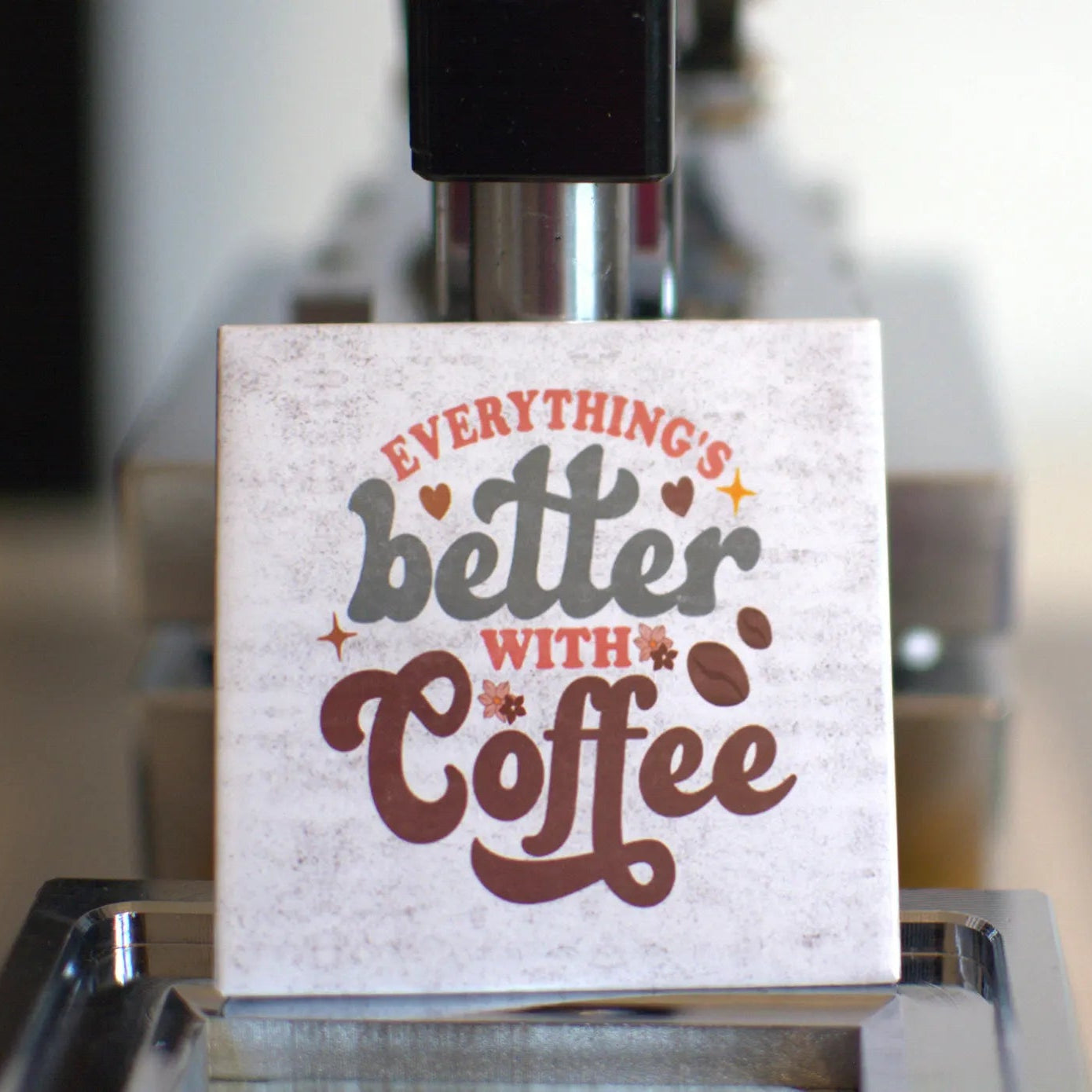 Handmade coffee-themed photo magnet, 2.5 inch square, perfect gift for coffee lovers