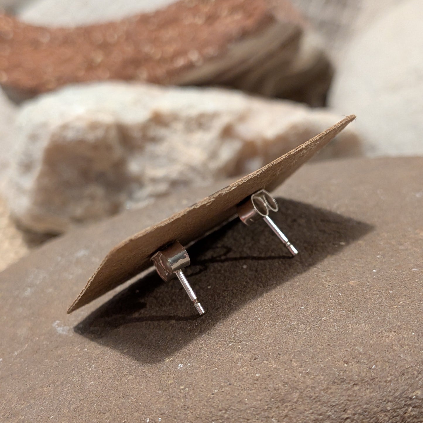 Small recycled sterling silver daffodil stud earrings handmade in Wales