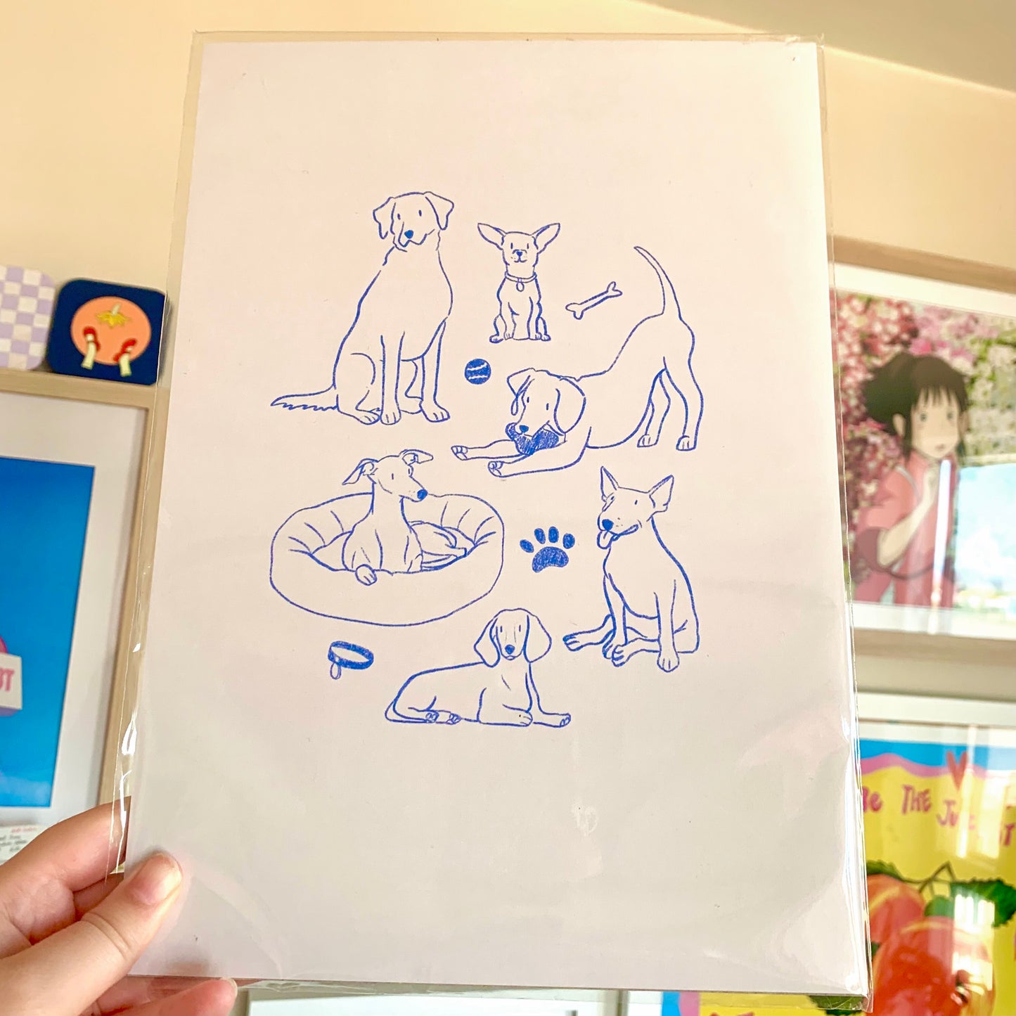 A4 Illustrated Dogs Art Print