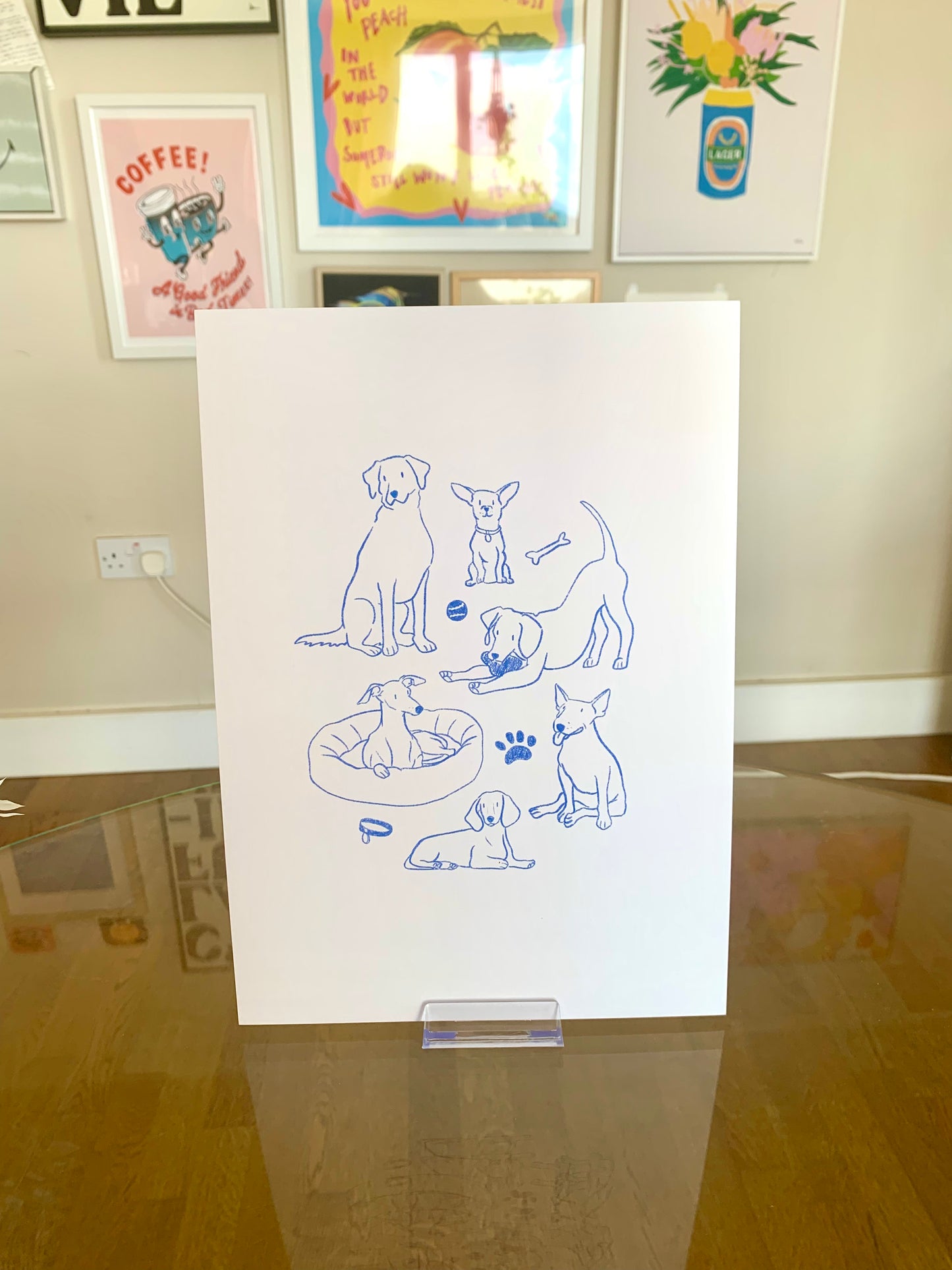 A4 Illustrated Dogs Art Print