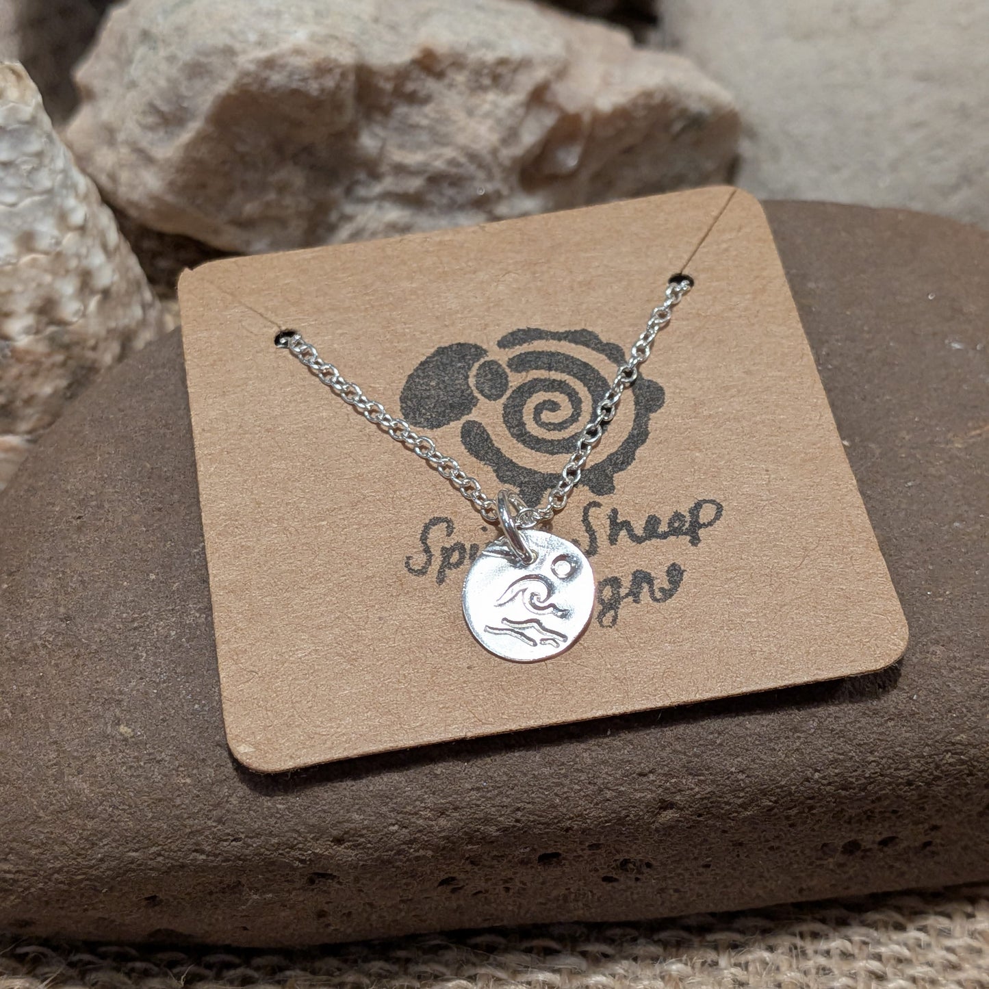 Nature inspired Welsh silver jewellery, Dydd-Ton wave sun and sea pendant design, made in Wales. Perfect christmas gift for her.
