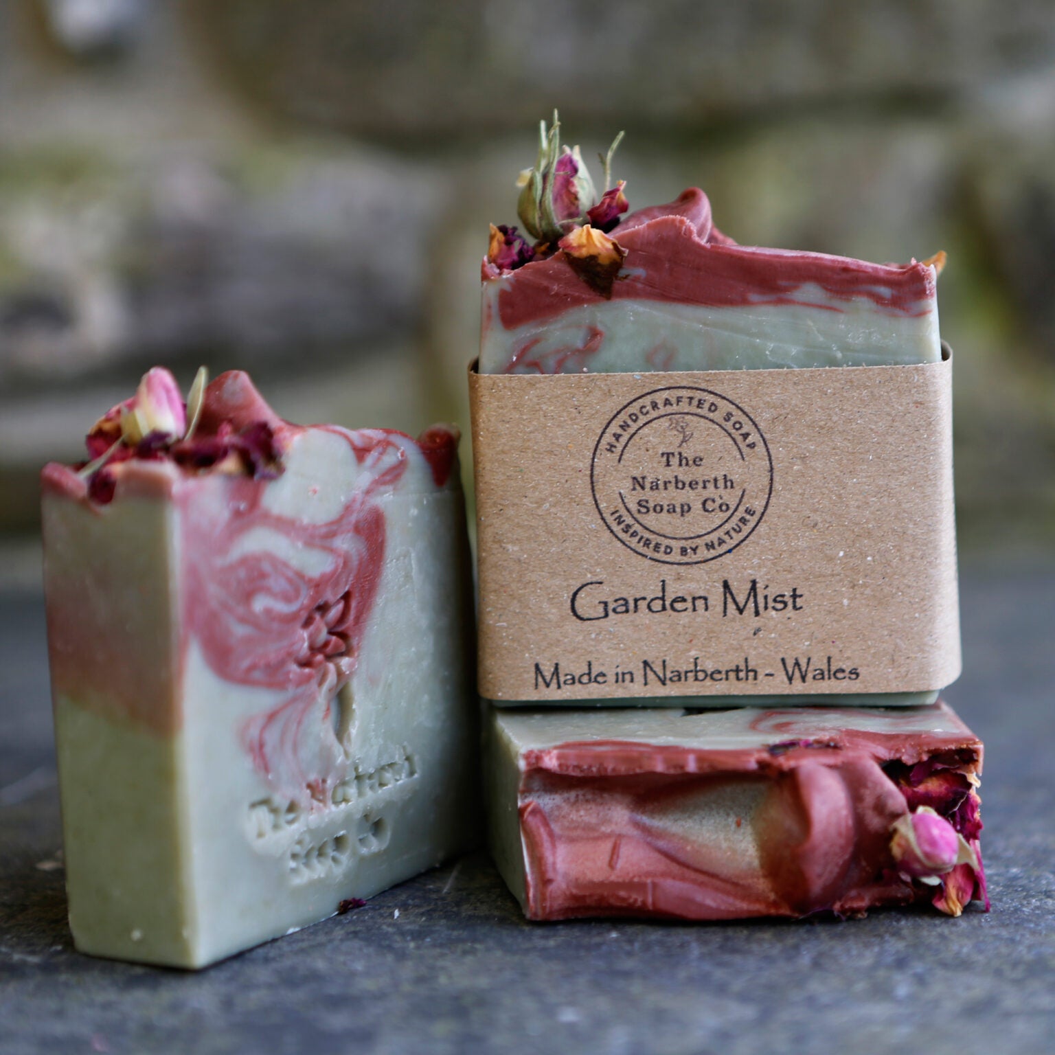Garden Mist handmade soap bar with ho wood, neroli, geranium and ylang ylang, handmade in Wales and perfect for gifting