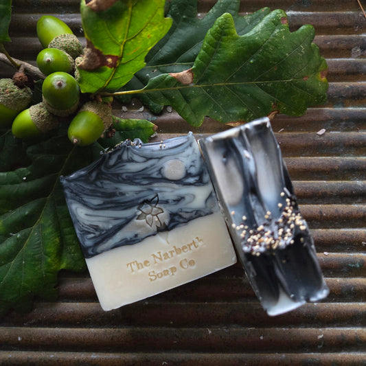 Gathering Storm artisan soap bar with juniper, cypress and fir needle, handmade in Wales and perfect for gifting