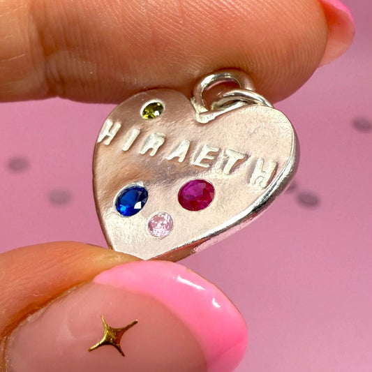 Close up shot of Hiraeth Welsh Heart Necklace, handmade in Wales, perfect Christmas or Valentine’s Day gift for her.