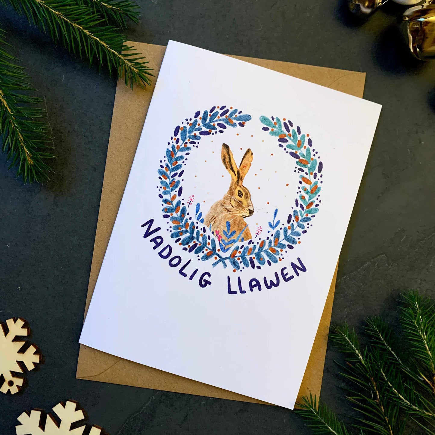 Welsh Hare Christmas Card