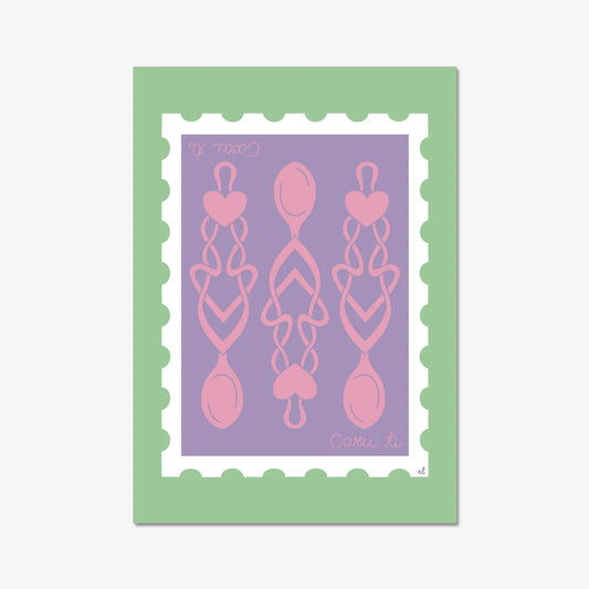 Llwyau Caru Welsh lovespoon art print on recycled paper for home décor or gift