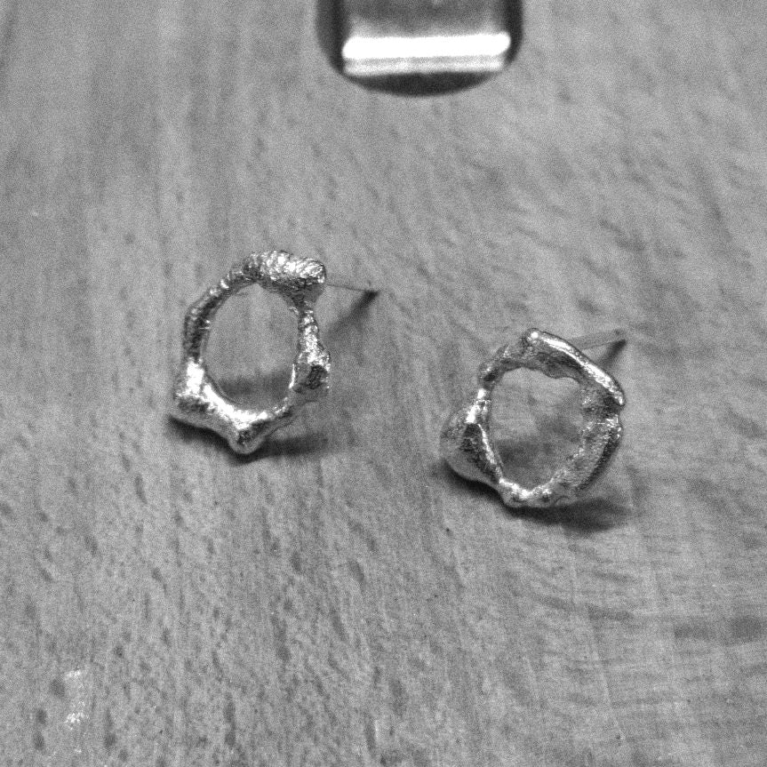 Molten Sterling Silver Circular Studs