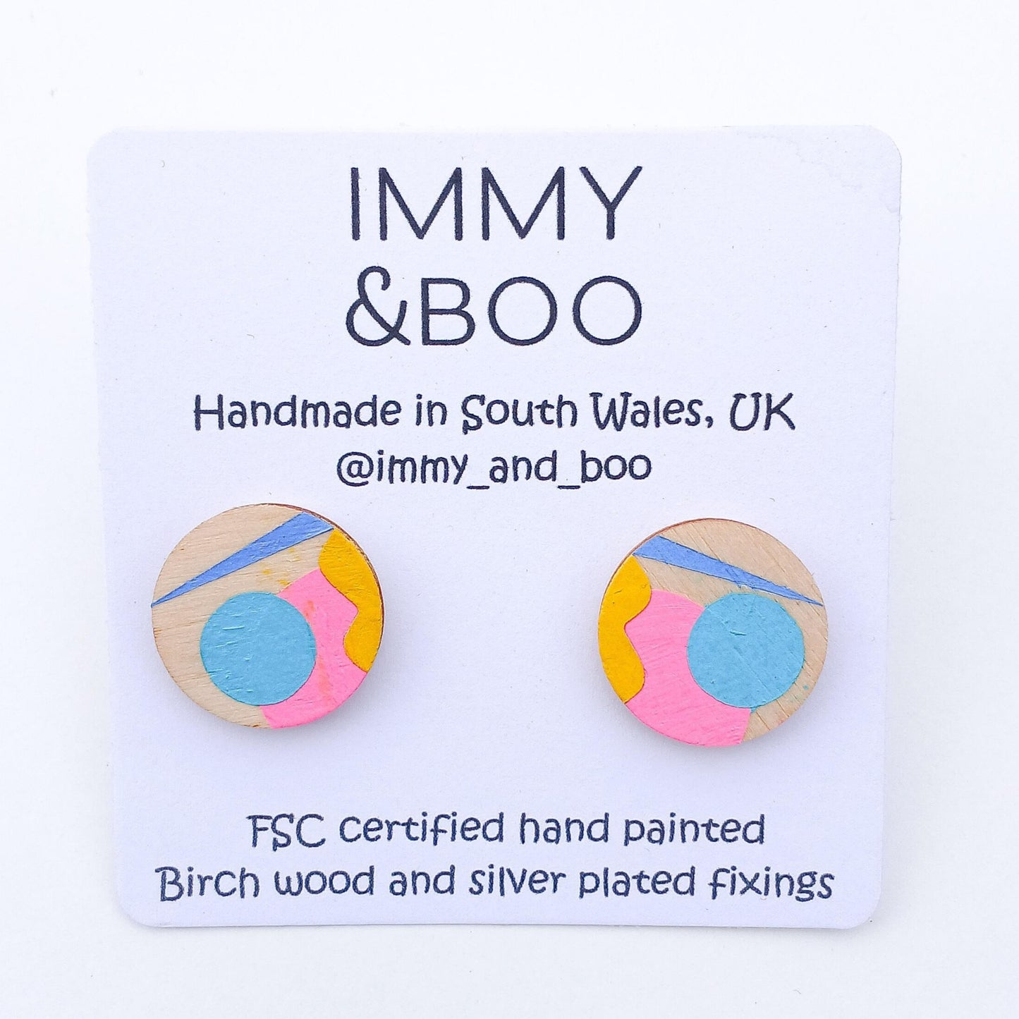 Geometric stud hand painted earrings