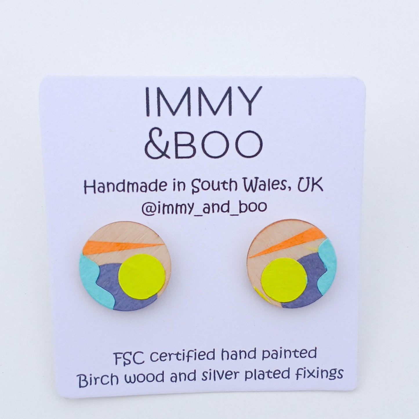 Geometric stud hand painted earrings