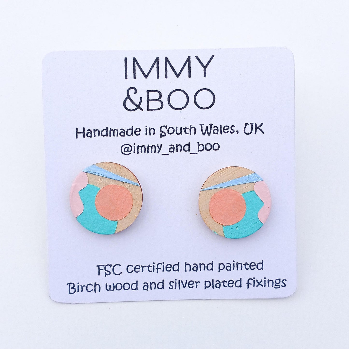 Geometric stud hand painted earrings