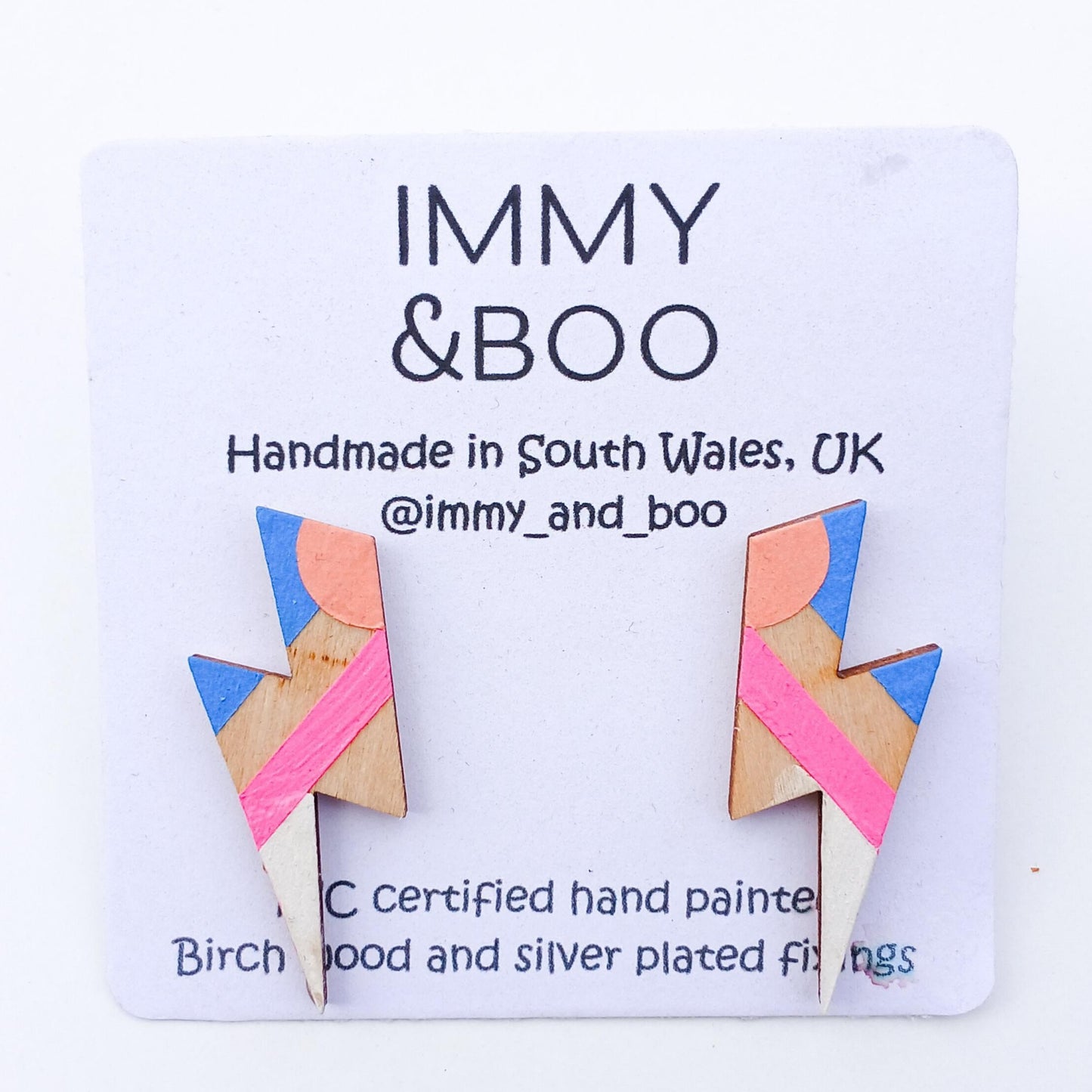 Bright hand painted lightning bolt earrings