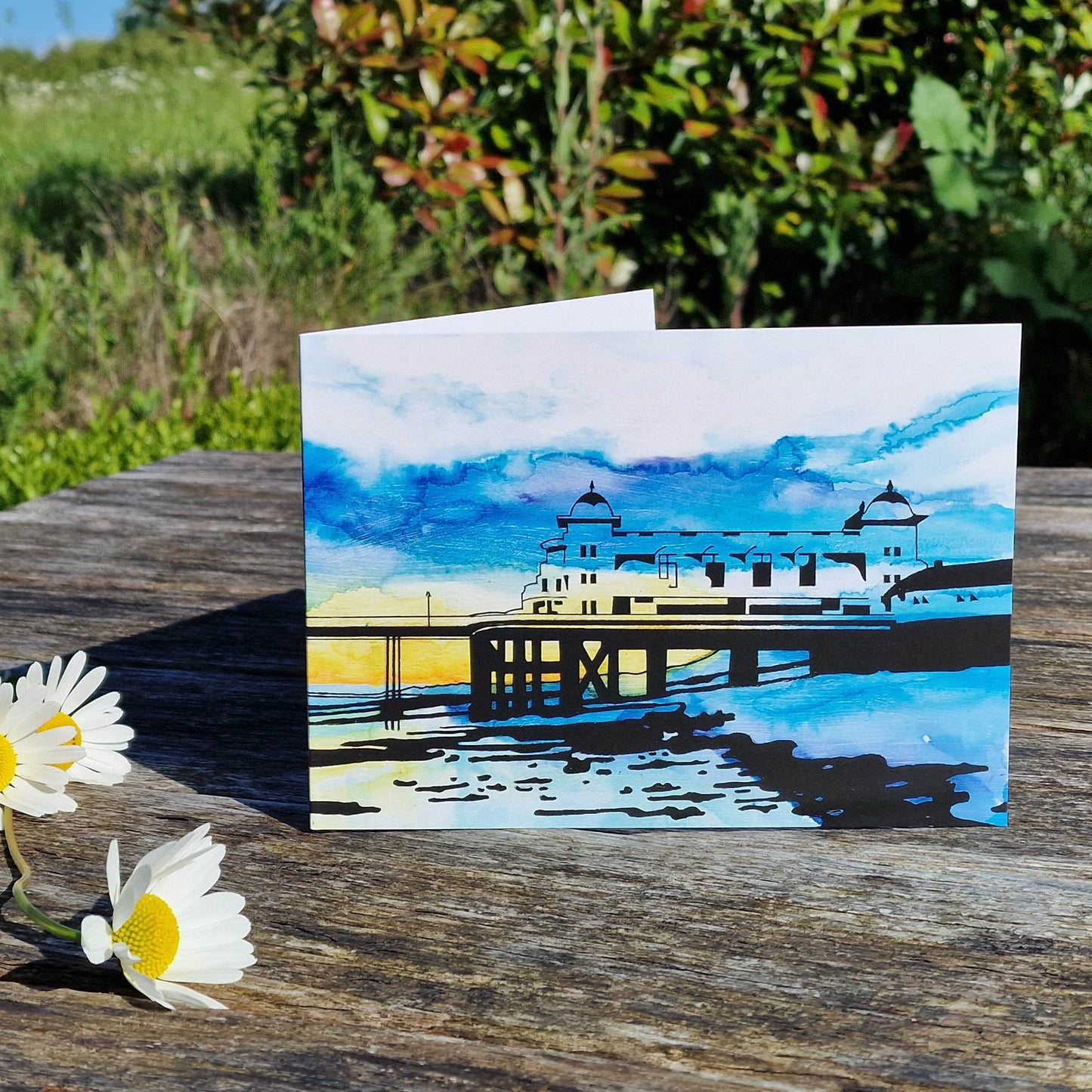 Penarth Pier Sunset Greetings Card #1