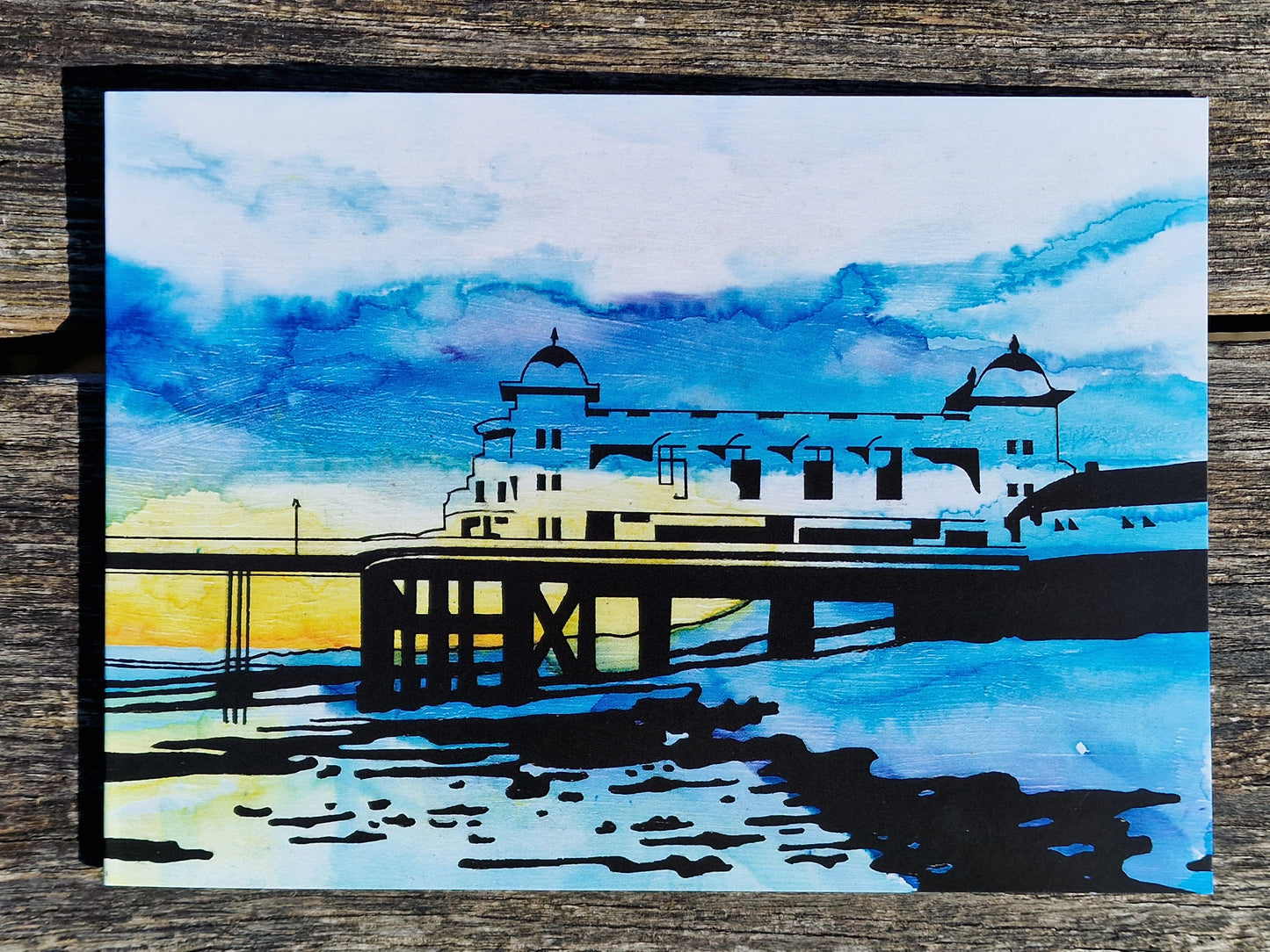 Penarth Pier Sunset Greetings Card #1