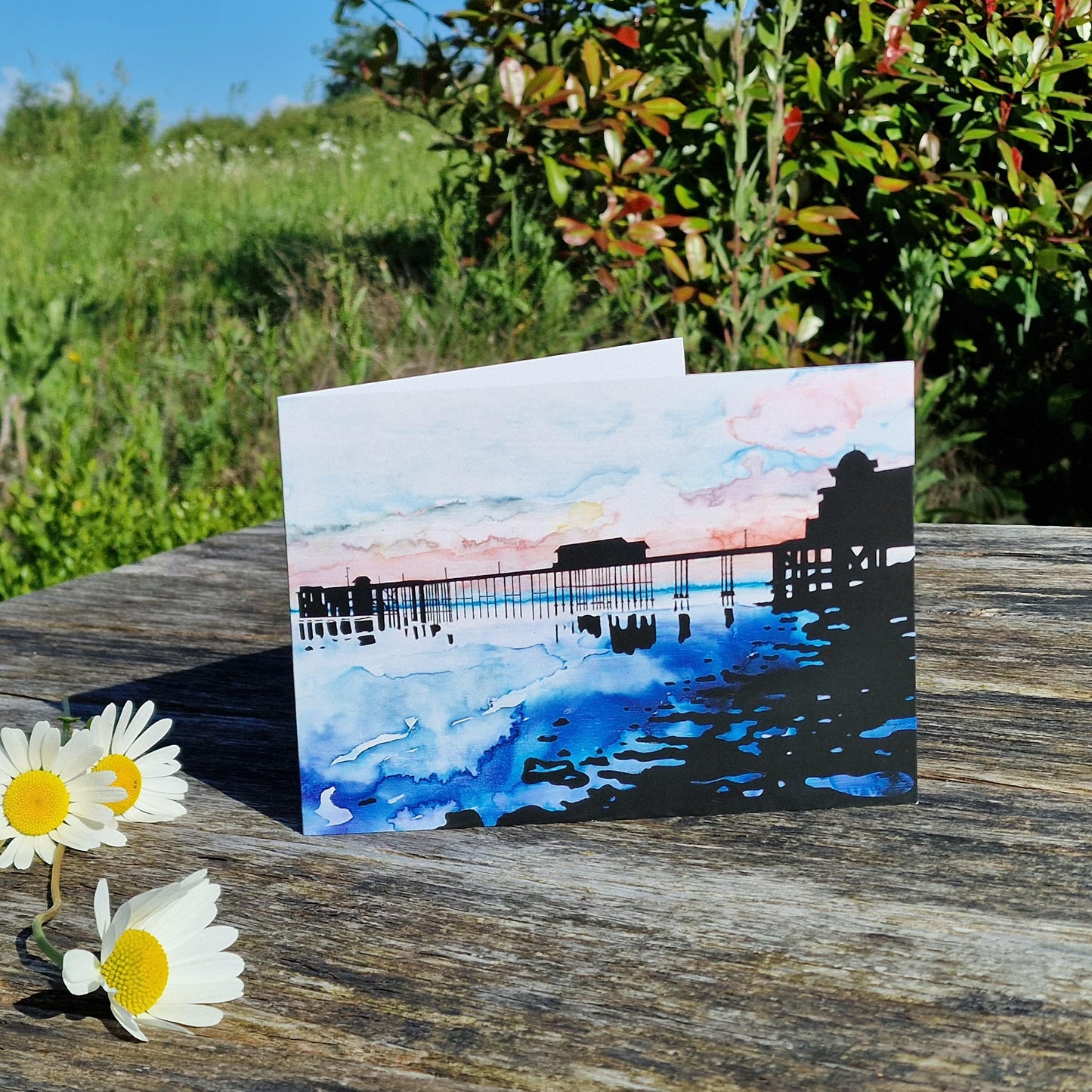 Penarth Pier Sunset Greetings Card #2