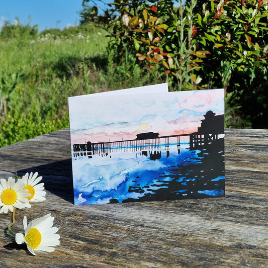 Penarth Pier Sunset Greetings Card #2