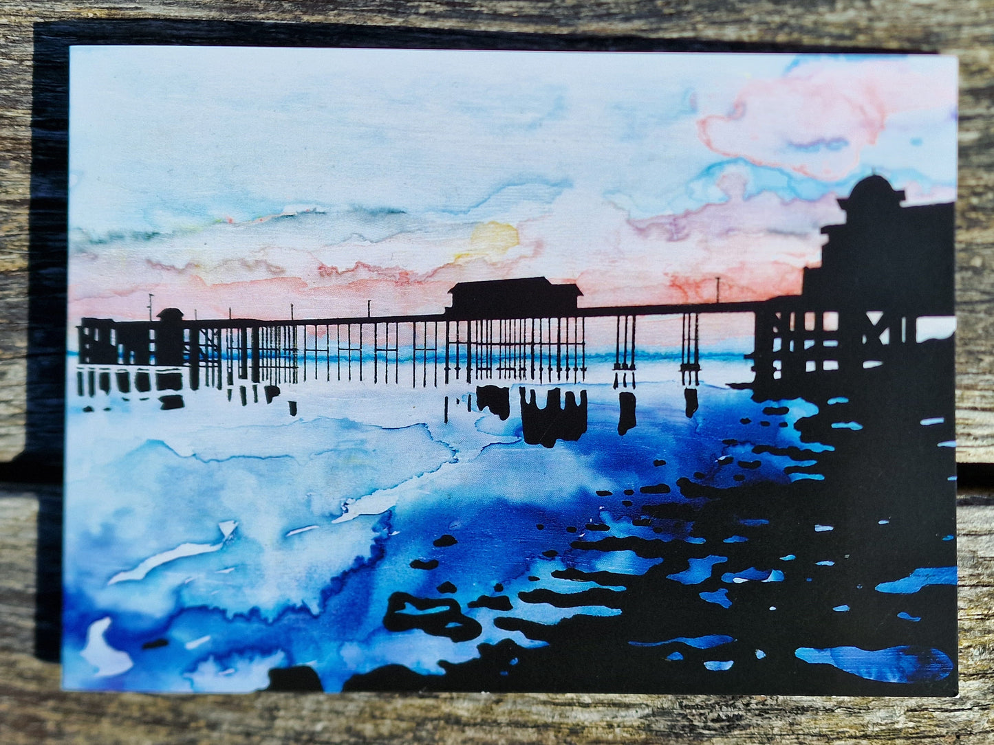 Penarth Pier Sunset Greetings Card #2