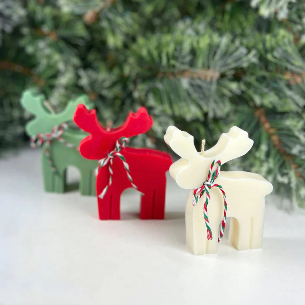 Welsh-made soy wax reindeer candle, eco-friendly and vegan