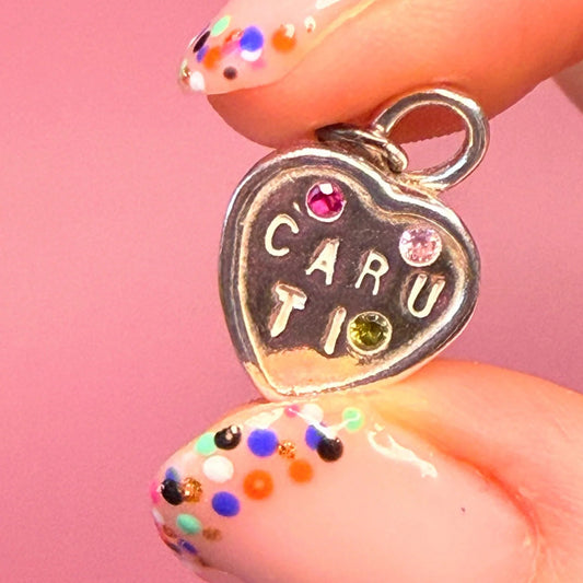 Handcrafted Caru Ti Sweetheart Necklace in solid silver, colourful gemstones, thoughtful Welsh jewellery gift