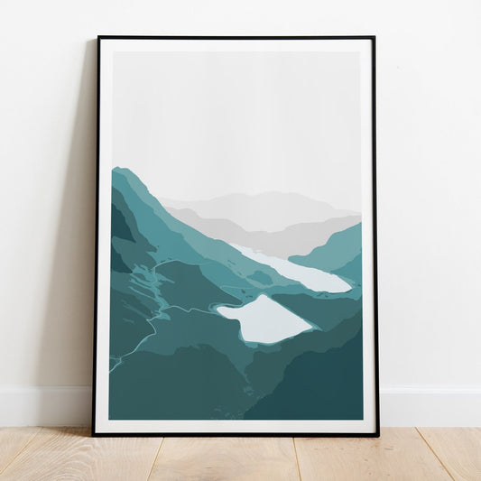 Abstract Snowdon Mountain Range Print