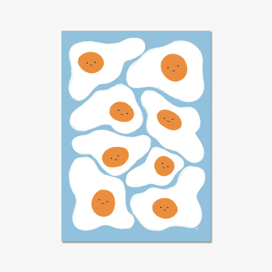 Colourful “Sunny Side Up” art print featuring a playful, cheerful design on recycled paper.