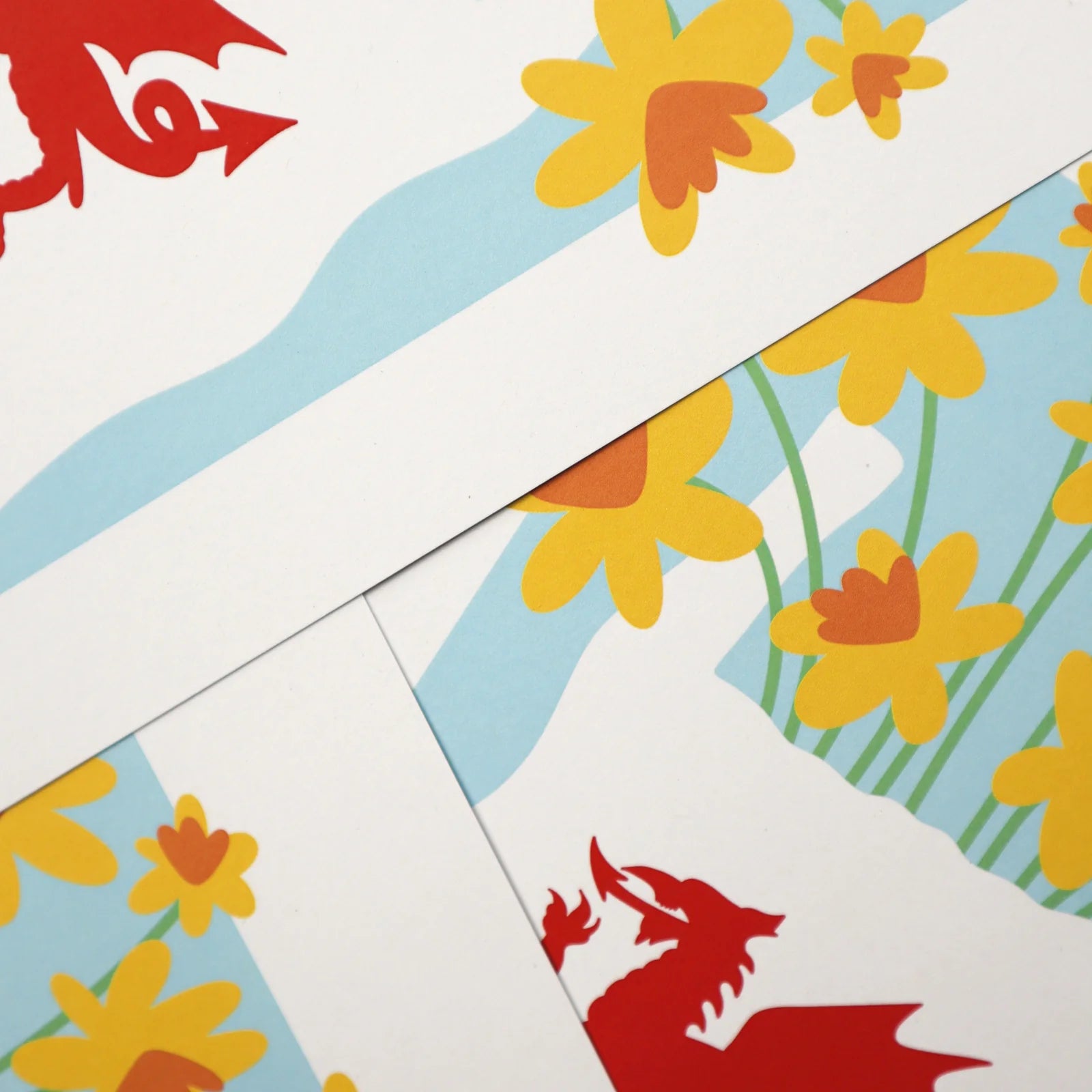Zoomed in Supermarket Daffodils print, celebrating Welsh daffodils and humour. Perfect welsh gift