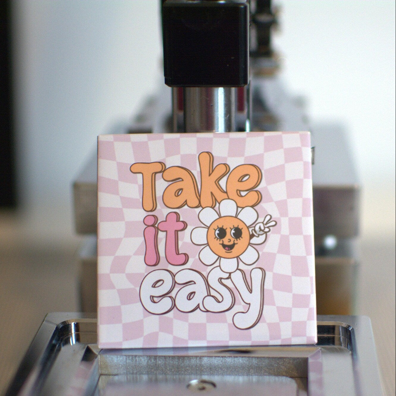 Take It Easy motivational fridge magnet with calming design, handmade in South Wales