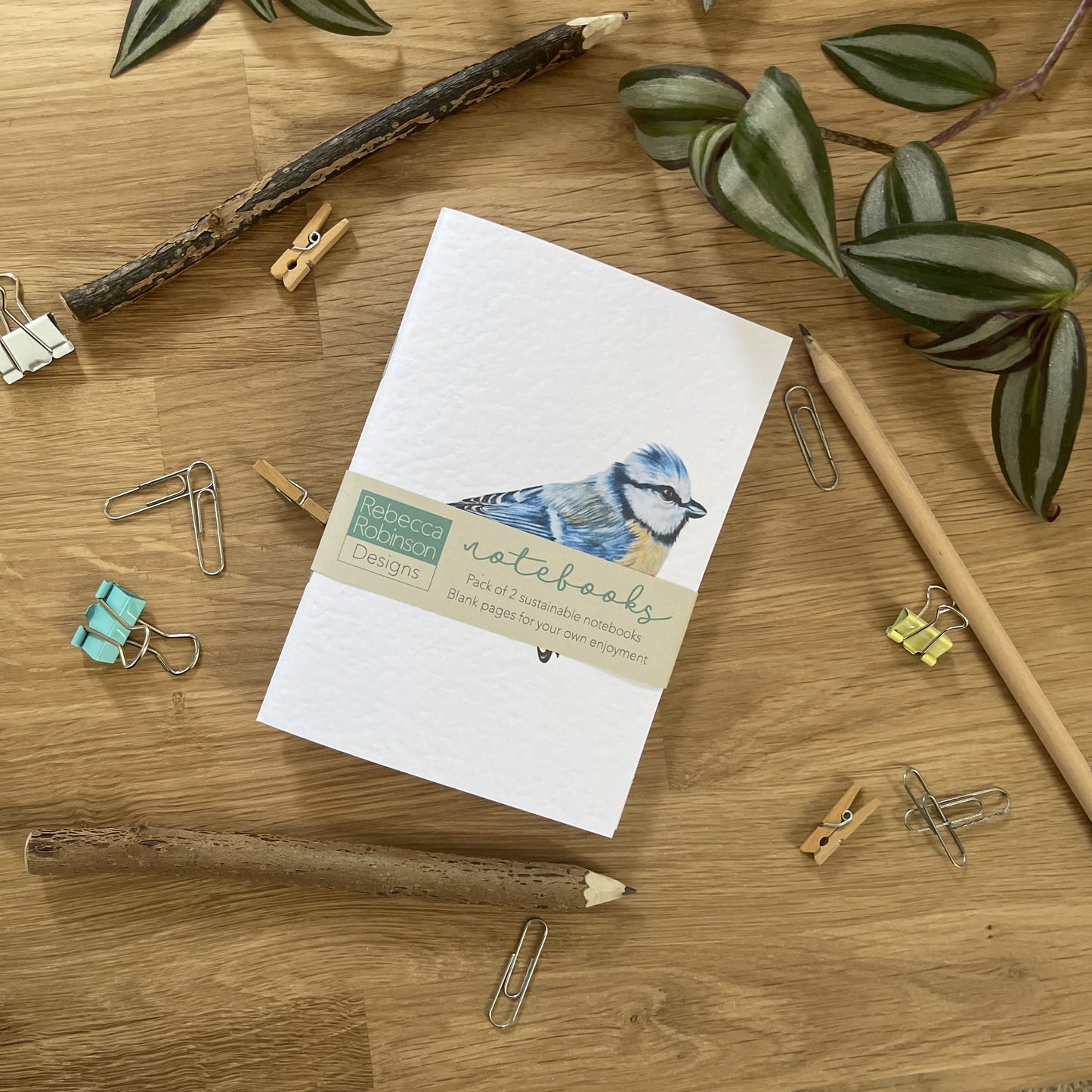 Set of 2 "Bluetit" pocket notebooks (1 of each design)