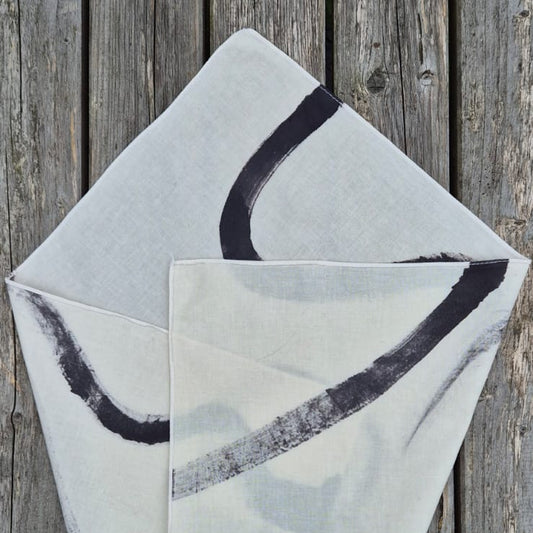Hand-dyed 100% cotton bandana with oak gall and iron brushstroke design, handmade in Wales, perfect gift for her.
